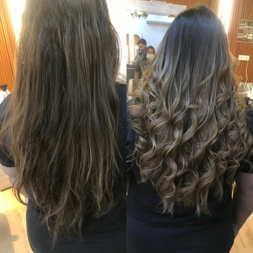 Ash brown curls, before and after