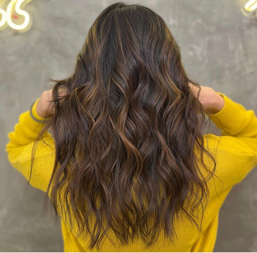 Bronze balayage on dark brunette